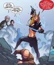 Illyana Rasputina (Earth-616), Charles Xavier II (Earth-13729), Kymera (Earth-13729), and Jubilation Lee (Earth-13729) from X-Men Battle of the Atom Vol 1 2 0001.jpg